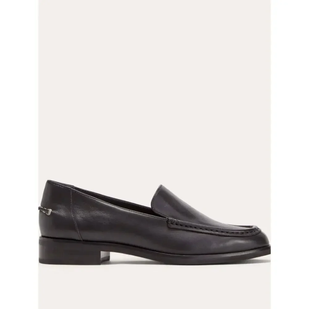 Everlane The Modern Classic Black Leather Slip On Loafers Stacked Heel Size 7.5